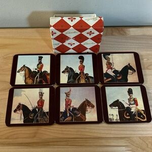 Vintage Sheraton 6 Piece Mat Coaster Set Military Uniforms